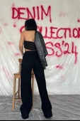 Yüksek Bel ve Geniş Paça Jeans Pantolon - 3