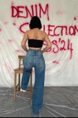 Yüksek Bel ve Geniş Paça Jeans Pantolon - 3