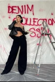 Geniş Paça Jeans Pantolon - 1