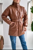 Kemerli Deri Şişme Mont thumbnail 1
