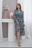Desenli Şifon Elbise thumbnail 2