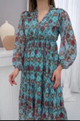 Desenli Şifon Elbise thumbnail 4