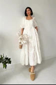 Düğmeli Brode Elbise thumbnail 1