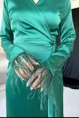 Yandan Bağlamalı Saten Elbise thumbnail 5