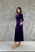 Kadife Dik Yaka Elbise thumbnail 2