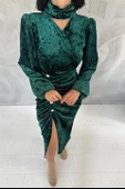 Taşlı Büzgülü Elbise - 4