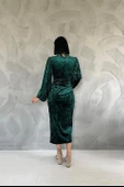 Taşlı Büzgülü Elbise - 5