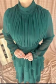 Dik Yaka Bel Detaylı Elbise - 2