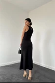 Kolsuz Bisiklet Yaka Elbise - 3