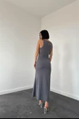 Kolsuz Bisiklet Yaka Elbise - 4
