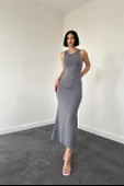 Kolsuz Bisiklet Yaka Elbise - 2