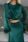 Kolları Tüllü Bluz ve Etek Takım - 4