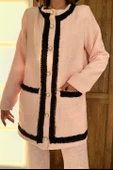 Şeritli Yakasız Ceket ve Pantolon Takım - 4