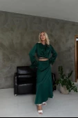 Kolları Tüllü Bluz ve Etek Takım - 1