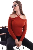 Boyundan Çapraz Askılı Bluz - Taba thumbnail 2