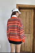 Desenli Triko Kazak - Turuncu - 5
