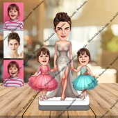 Anne Ve Kızları 3D Ahşap Biblo,Sevgiliye Hediye,Doğum Günü Hedi - 1