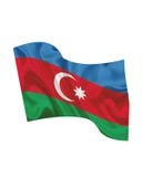 Azerbaycan Dalgalı Bayrak Etiket 15x12 cm - 1