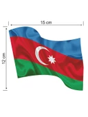 Azerbaycan Dalgalı Bayrak Etiket 15x12 cm - 2