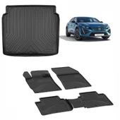 Peugeot 408 2023 Sonrası 4.5D Sahler Paspas  ve Rizline 3D Bagaj Havuzu Siyah thumbnail 1