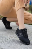 Kadın Siyah Füme Günlük Rahat Taban Comfort File Bağcıklı Hafif Esnek Yürüyüş Sneaker Spor Ayakkabı - 1
