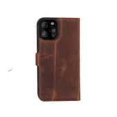 Apple iPhone 11 Pro Max Uyumlu Deri Cüzdanlı Kılıf RFID G2 Kahve - 3