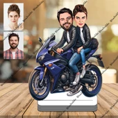 Motorlu Çift 3D Ahşap Biblo,Sevgiliye Hediye,Doğum Günü Hediye - 1