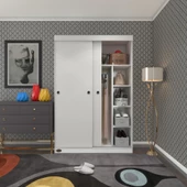 Kenzlife gardırop sürgülü kapaklı kapılı 120 papatya byz gardolap dolap - 1