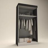 Kenzlife gardırop sürgülü kapaklı kapılı karanfil090 gri aynalı gardolap dolap thumbnail 2