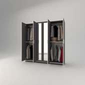 Kenzlife gardırop 6 kapaklı kapılı anemon 180*180*42 gri aynalı gardolap dolap thumbnail 3