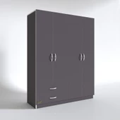 Kenzlife gardırop 4 kapaklı kapılı 2 çekmeceli orkide gri 180*120*42 gardolap dolap - 3