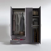 Kenzlife gardırop 4 kapaklı kapılı 2 çekmeceli orkide gri 180*120*42 gardolap dolap - 2