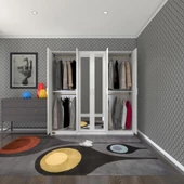 Kenzlife gardırop 6 kapaklı kapılı anemon 180*180*42 byz aynalı gardolap dolap - 1