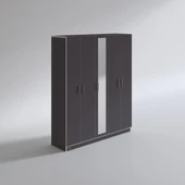 Kenzlife gardırop 5 kapaklı kapılı 150 lilyum gri aynalı gardolap dolap thumbnail 2