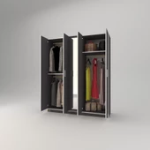 Kenzlife gardırop 5 kapaklı kapılı 150 lilyum gri aynalı gardolap dolap thumbnail 3