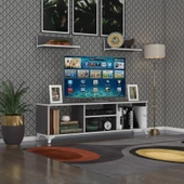 Kenzlife televizyon sehpası monako150 gri tv ünitesi raflı - 4