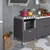 Kenzlife ocak dolabı ayşe gri 85*60*57 mutfak modül mini fırın mikrodalga banyo ofis modül - 1