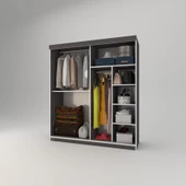 Kenzlife gardırop sürgülü kapaklı kapılı 160 papatya gri aynalı gardolap dolap thumbnail 3