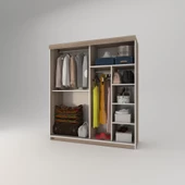 Kenzlife gardırop sürgülü kapaklı kapılı 160 papatya crd aynalı gardolap dolap thumbnail 3