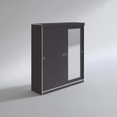 Kenzlife gardırop sürgülü kapaklı kapılı 160 papatya gri aynalı gardolap dolap thumbnail 2