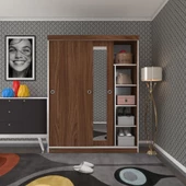 Kenzlife gardırop sürgülü kapaklı kapılı 140 papatya cvz aynalı gardolap dolap thumbnail 1