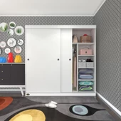 Kenzlife gardırop sürgülü kapaklı kapılı 180 papatya byz gardolap dolap thumbnail 1