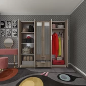 Kenzlife gardırop 6 kapılı çekmeceli begonvil180 crd aynalı kapaklı gardolap dolap thumbnail 1