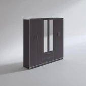 Kenzlife gardırop 6 kapılı çekmeceli begonvil180 gri aynalı kapaklı gardolap dolap thumbnail 2