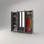 Kenzlife gardırop 6 kapılı çekmeceli begonvil180 gri aynalı kapaklı gardolap dolap thumbnail 3