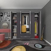 Kenzlife gardırop 6 kapılı çekmeceli begonvil180 gri kapaklı gardolap dolap thumbnail 1