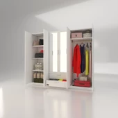 Kenzlife gardırop 6 kapılı çekmeceli begonvil210 byz aynalı kapaklı gardolap dolap thumbnail 3