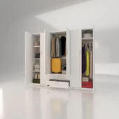 Kenzlife gardırop 6 kapılı çekmeceli begonvil210 byz kapaklı gardolap dolap - 3