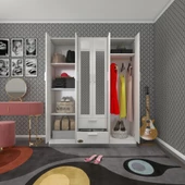 Kenzlife gardırop 6 kapılı çekmeceli begonvil150 byz aynalı kapaklı gardolap dolap - 1