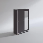 Kenzlife gardırop sürgülü kapaklı kapılı 120 papatya gri aynalı gardolap dolap thumbnail 2